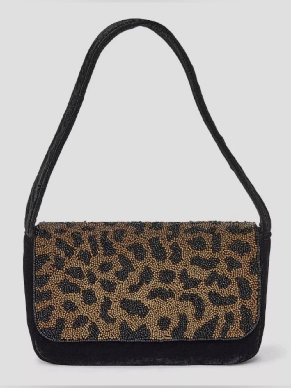A New Day Black & Gold Beaded Leopard Print Shoulder Bag - NWT new with tags